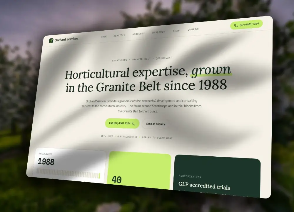 Orchard Services website concept redesign