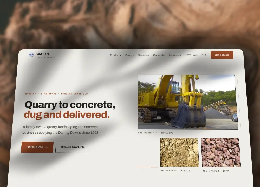 Wall's Sand & Gravel website concept redesign